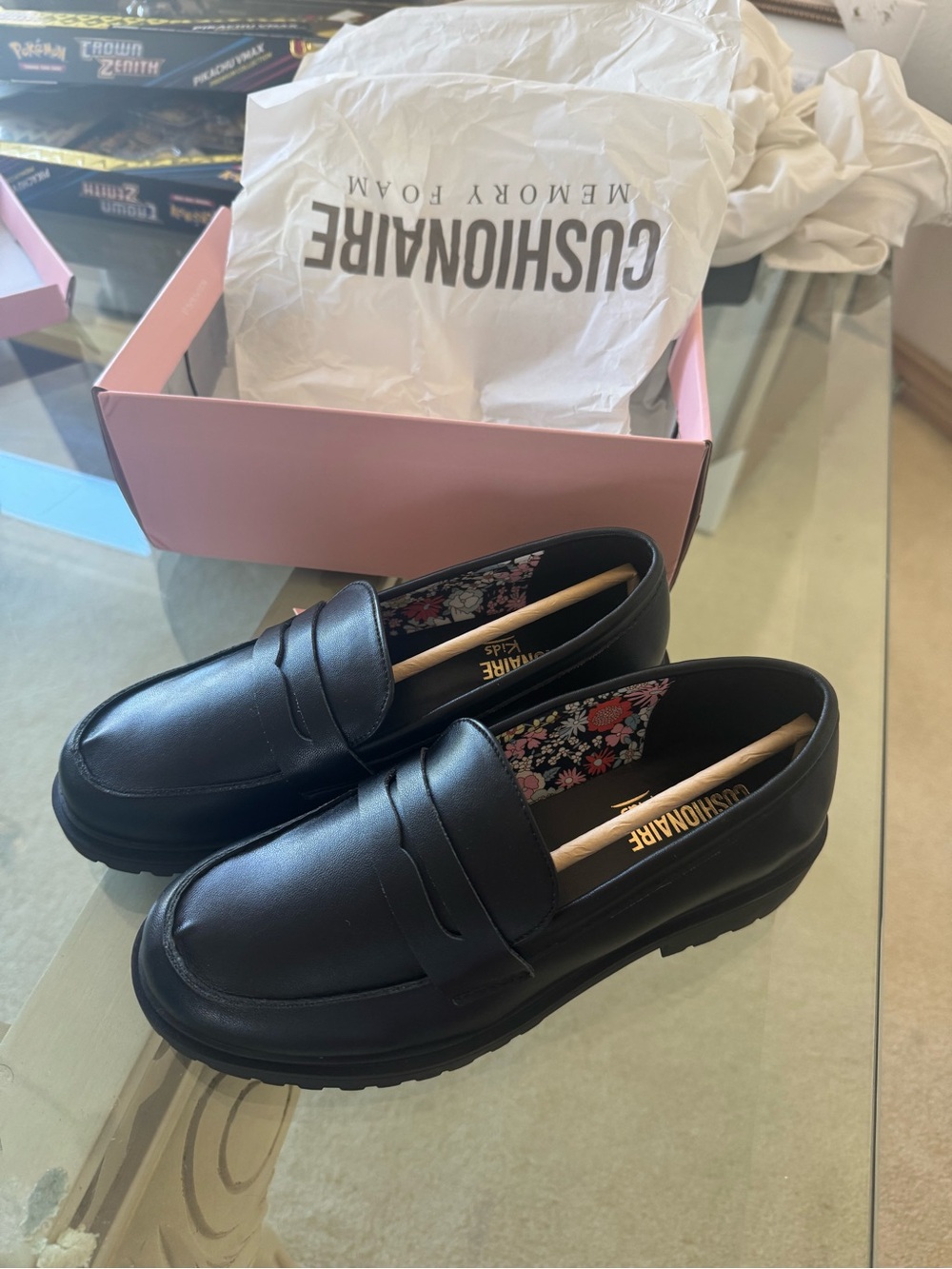 CUSHIONAIRE Racy Penny Loafer School Shoes for Girls Size 5 Big Kid